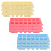 Heart Home Plastic Ice Cube Tray Set with 14 Section- Pack of 9 (Cream & Pink & Blue)-HS43HEARTH25803